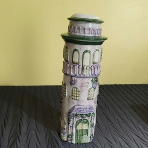 Pasta House Ceramic Tower Food Storage Container - Green and Purple